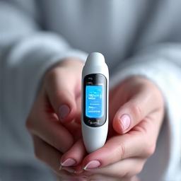Stylo à insuline intelligent avec un écran numérique montrant le dosage.