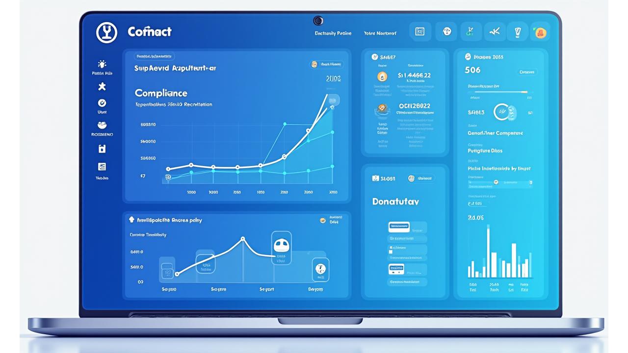 Capture d'écran d'un tableau de bord de plateforme EDC sécurisée affichant des graphiques de progression d'essai et des données de recrutement, avec des étiquettes et des annotations claires, symbolisant la gestion des données avancée.